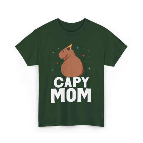 Capy Mom Capybara Animal Mother T-Shirt - Forest Green