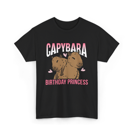 Capybara Birthday Princess Animal T-Shirt - Black