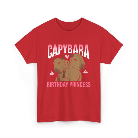 Capybara Birthday Princess Animal T-Shirt - Red