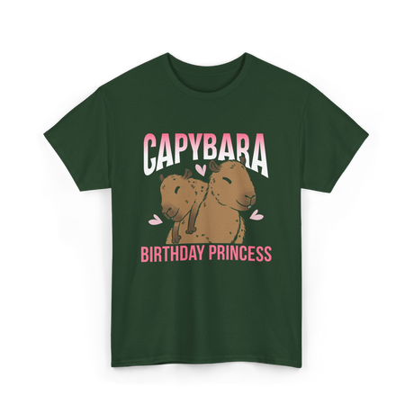 Capybara Birthday Princess Animal T-Shirt - Forest Green