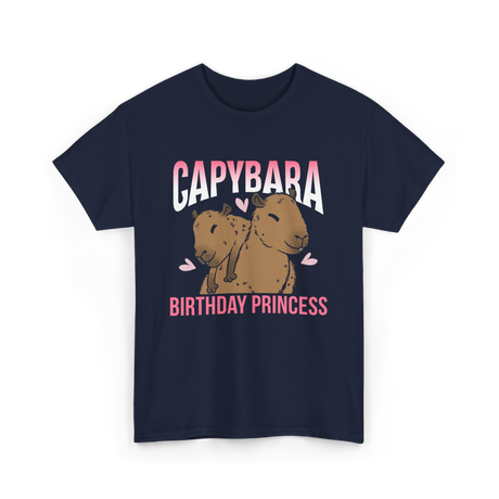 Capybara Birthday Princess Animal T-Shirt - Navy