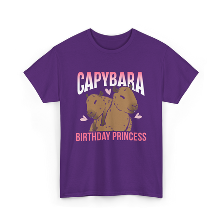 Capybara Birthday Princess Animal T-Shirt - Purple