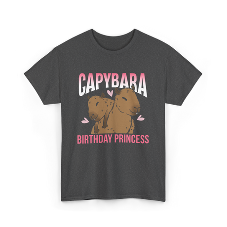 Capybara Birthday Princess Animal T-Shirt - Dark Heather