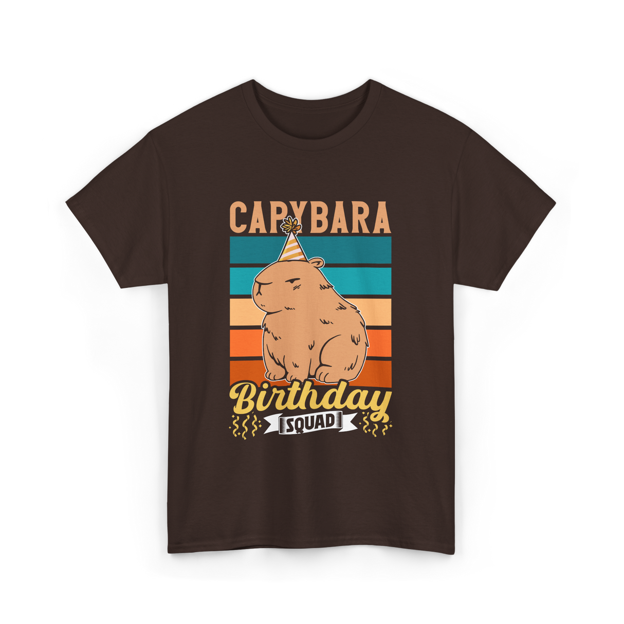 Capybara Birthday Squad Capybaras T-Shirt - Dark Chocolate