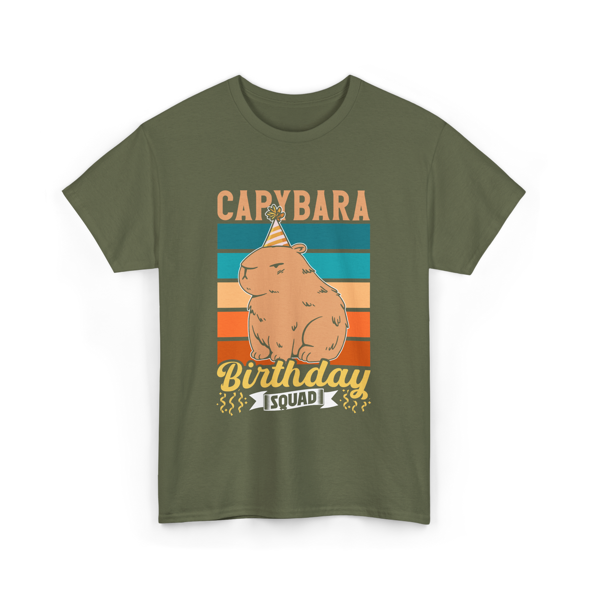 Capybara Birthday Squad Capybaras T-Shirt - Military Green