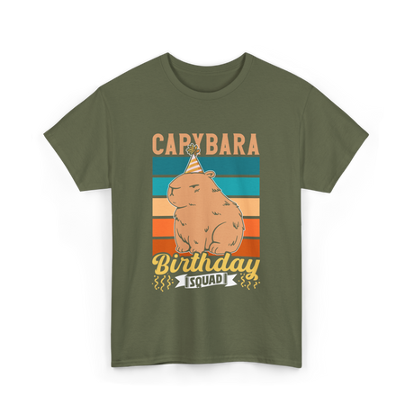 Capybara Birthday Squad Capybaras T-Shirt - Military Green