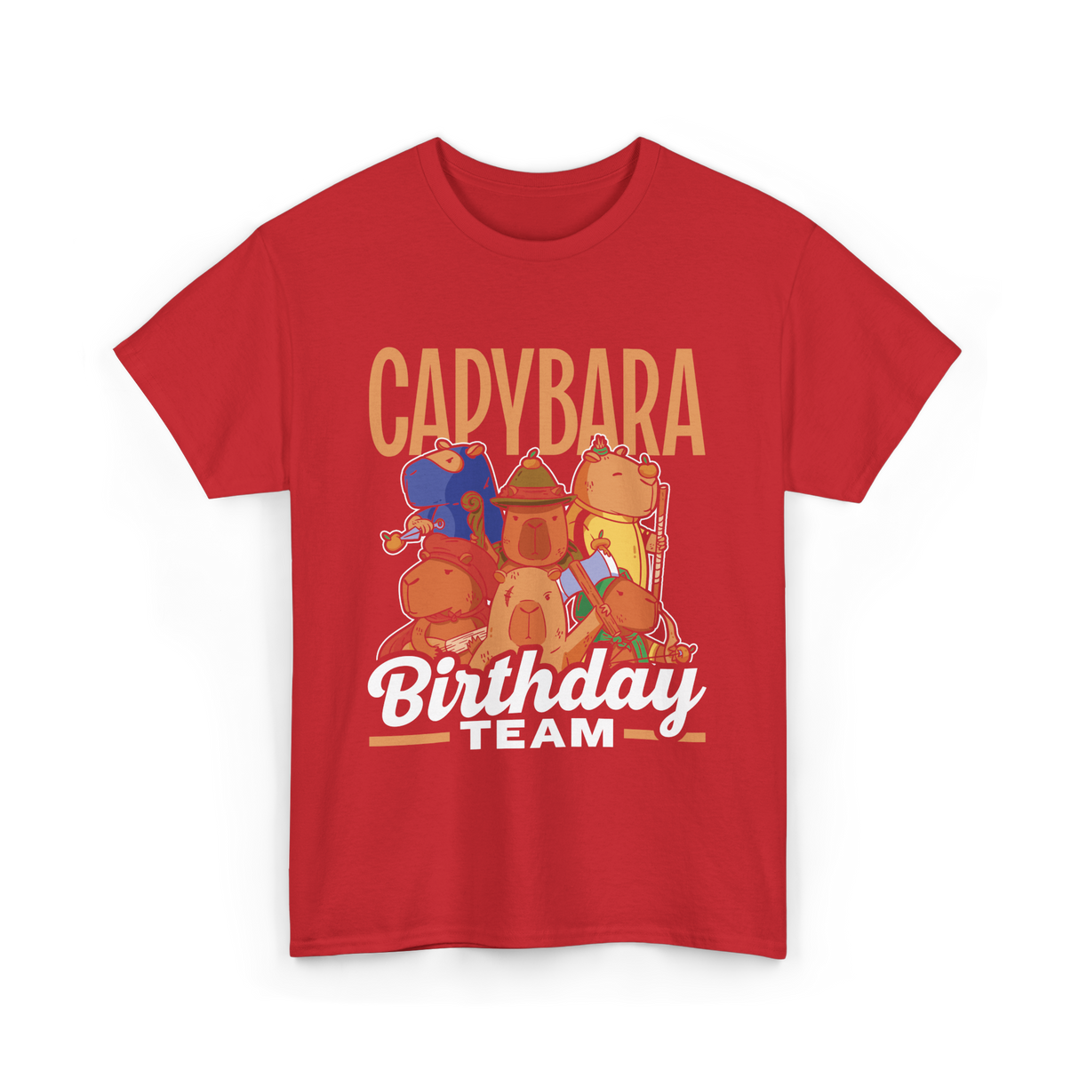 Capybara Birthday Team Capybara T-Shirt - Red