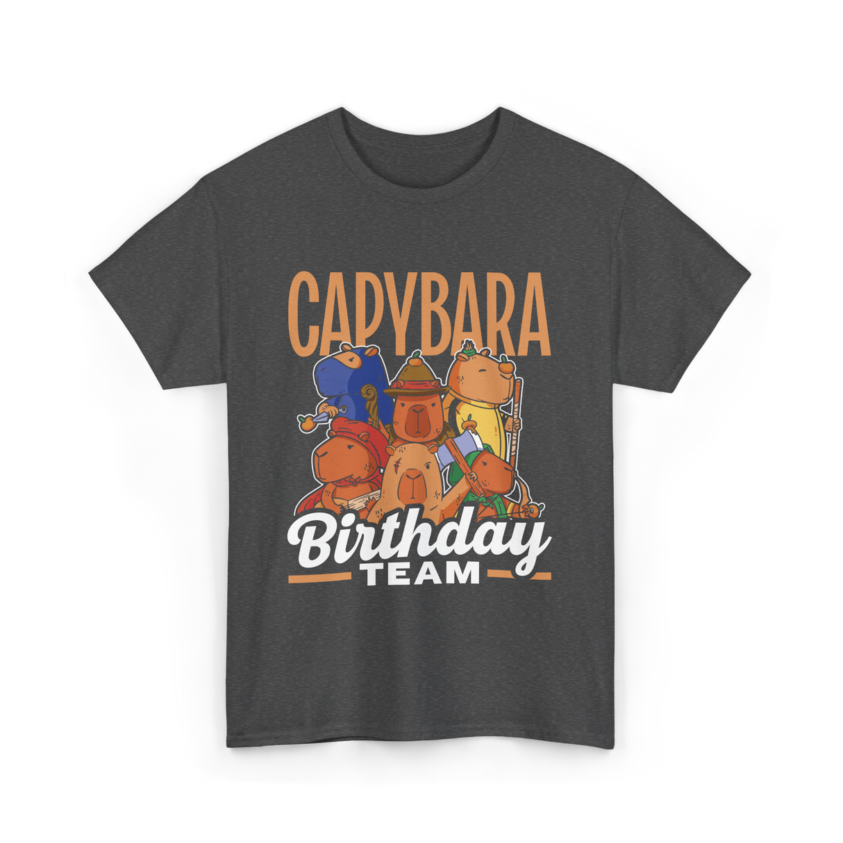 Capybara Birthday Team Capybara T-Shirt - Dark Heather