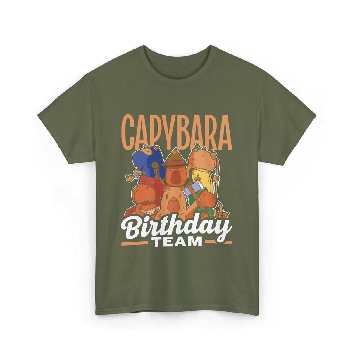 Capybara Birthday Team Capybara T-Shirt - Military Green