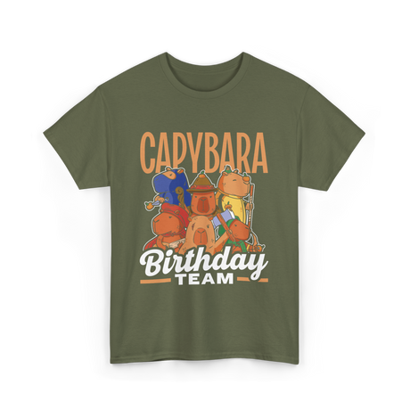 Capybara Birthday Team Capybara T-Shirt - Military Green