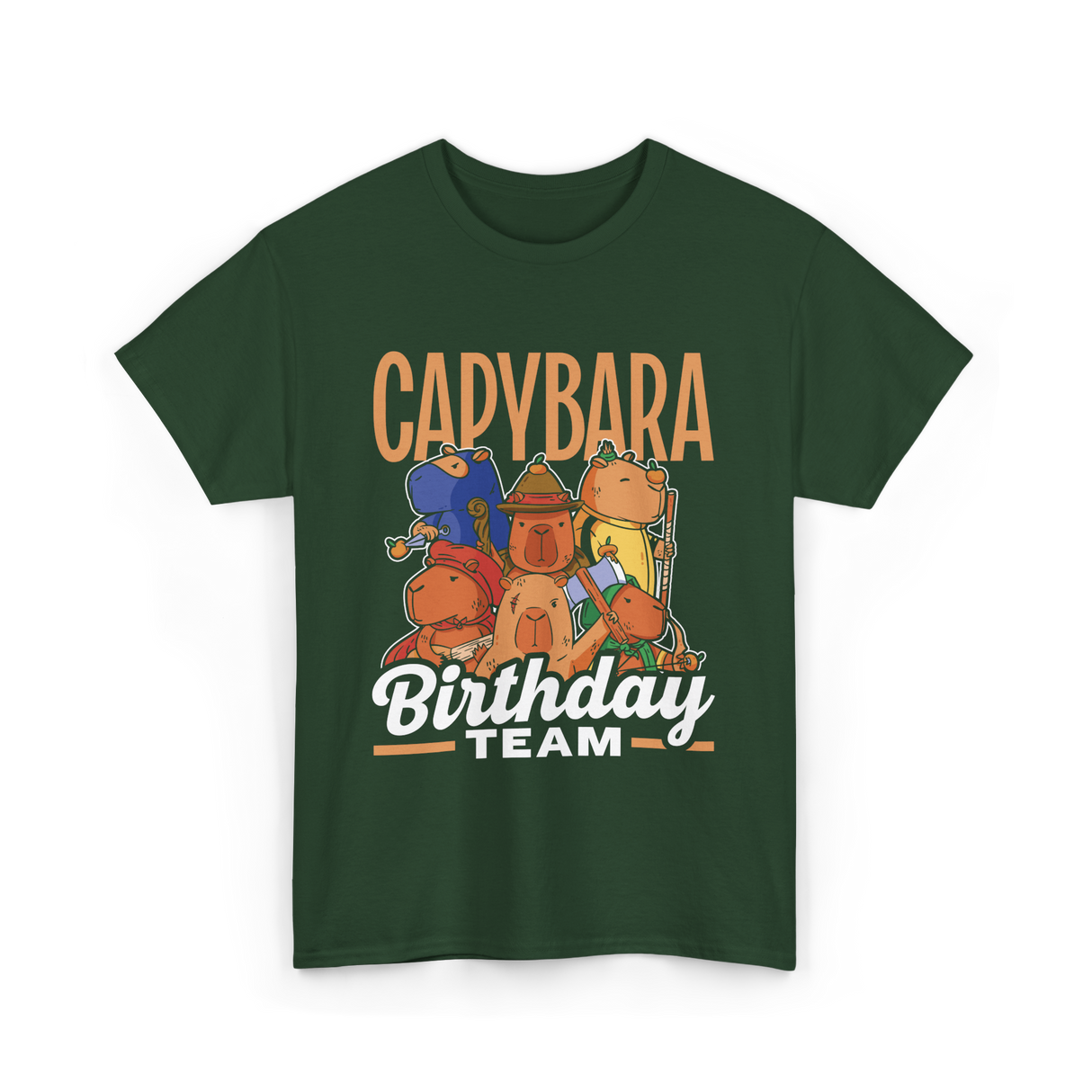 Capybara Birthday Team Capybara T-Shirt - Forest Green