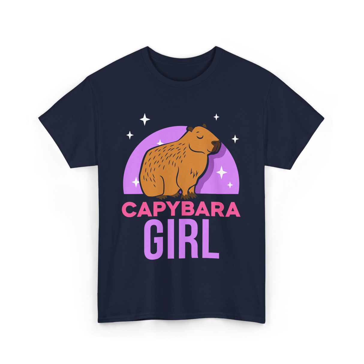 Capybara Girl Capybaras Animal T-Shirt - Navy