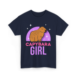 Capybara Girl Capybaras Animal T-Shirt - Navy