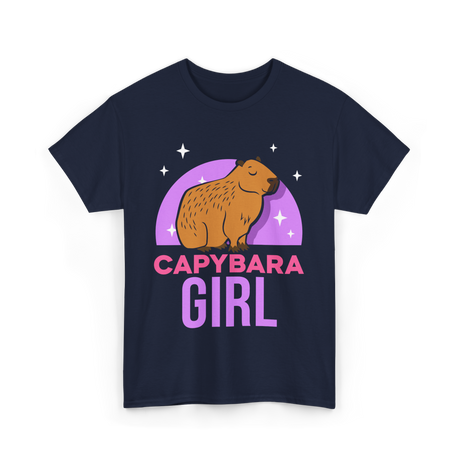 Capybara Girl Capybaras Animal T-Shirt - Navy