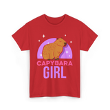 Capybara Girl Capybaras Animal T-Shirt - Red