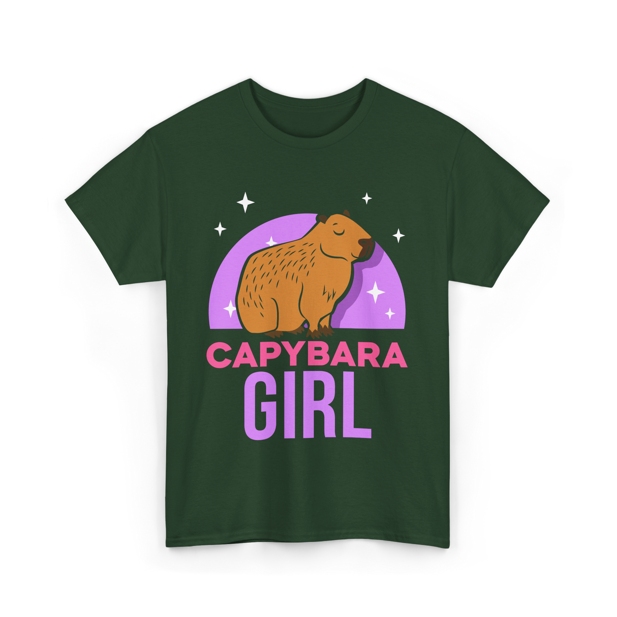 Capybara Girl Capybaras Animal T-Shirt - Forest Green