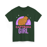 Capybara Girl Capybaras Animal T-Shirt - Forest Green