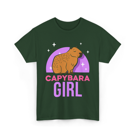 Capybara Girl Capybaras Animal T-Shirt - Forest Green