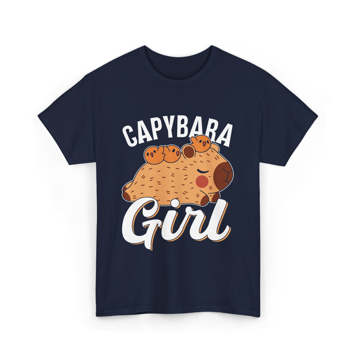 Capybara Girl Capybaras Animal T-Shirt - Navy