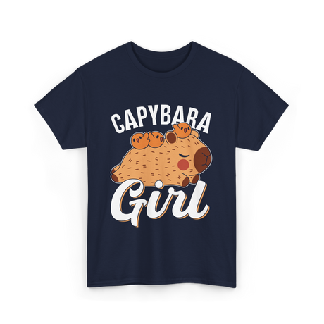 Capybara Girl Capybaras Animal T-Shirt - Navy