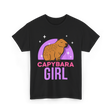 Capybara Girl Capybaras Animal T-Shirt - Black