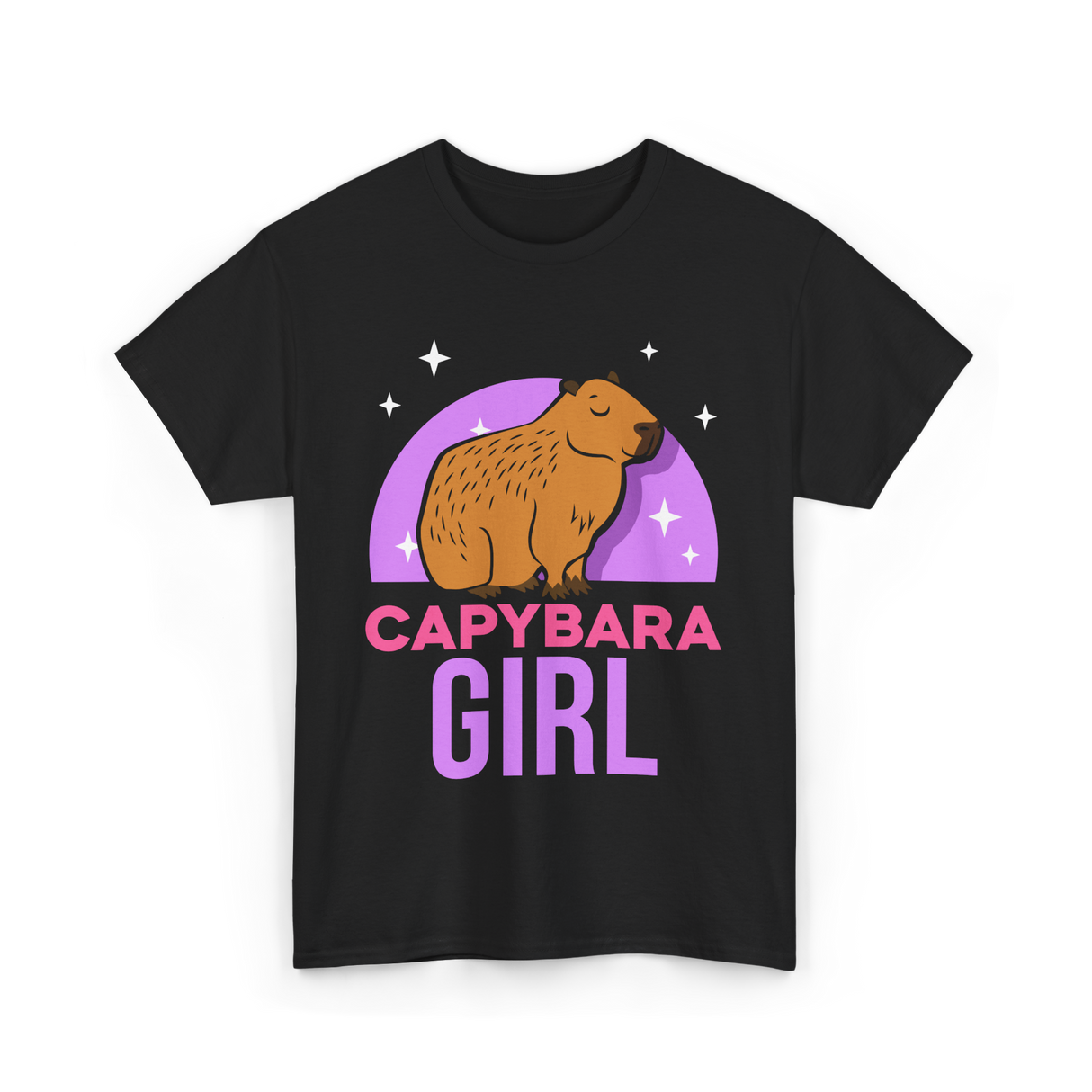 Capybara Girl Capybaras Animal T-Shirt - Black