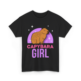 Capybara Girl Capybaras Animal T-Shirt - Black