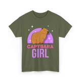 Capybara Girl Capybaras Animal T-Shirt - Military Green