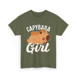 Capybara Girl Capybaras Animal T-Shirt - Military Green