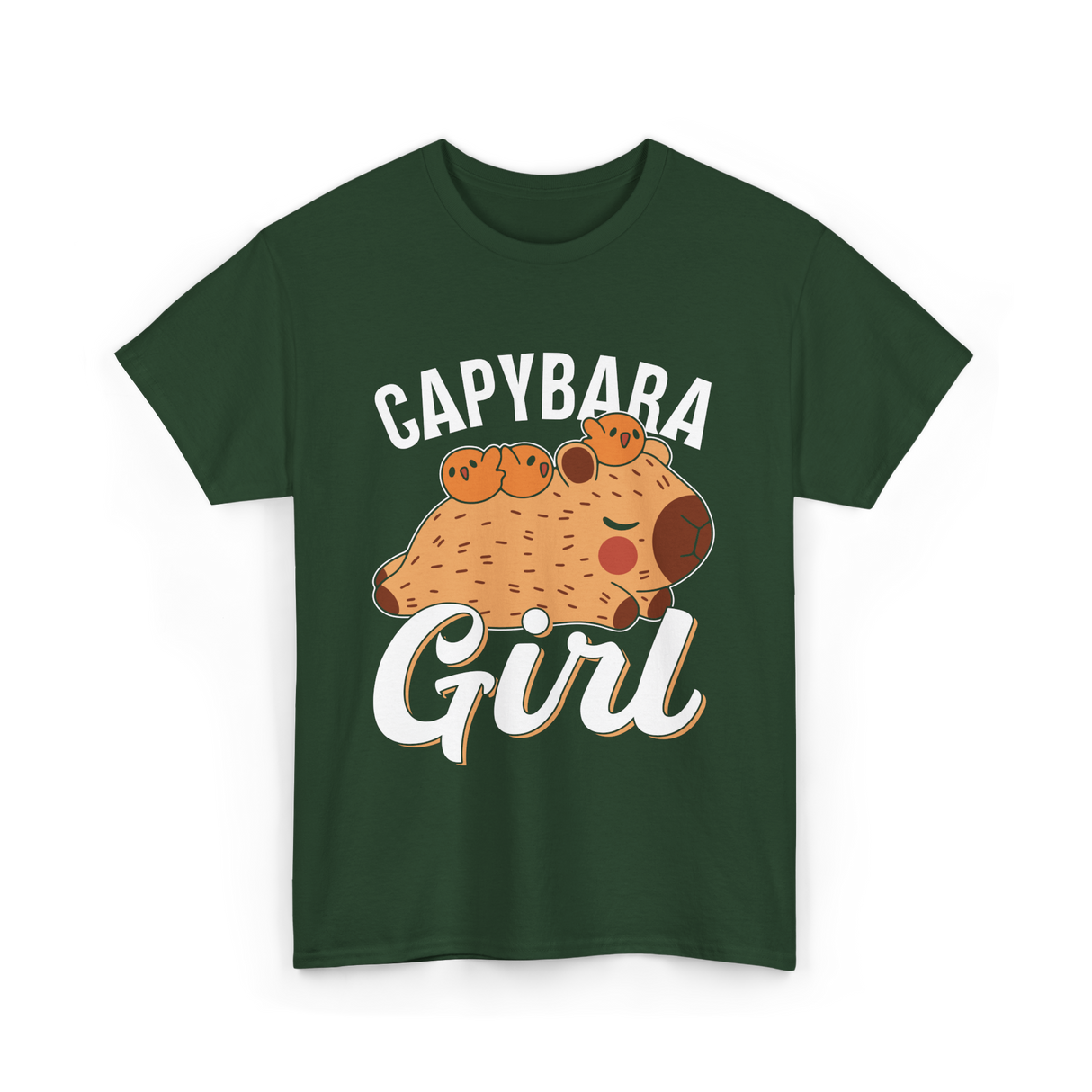 Capybara Girl Capybaras Animal T-Shirt - Forest Green