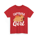 Capybara Girl Capybaras Animal T-Shirt - Red