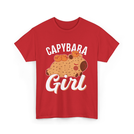 Capybara Girl Capybaras Animal T-Shirt - Red