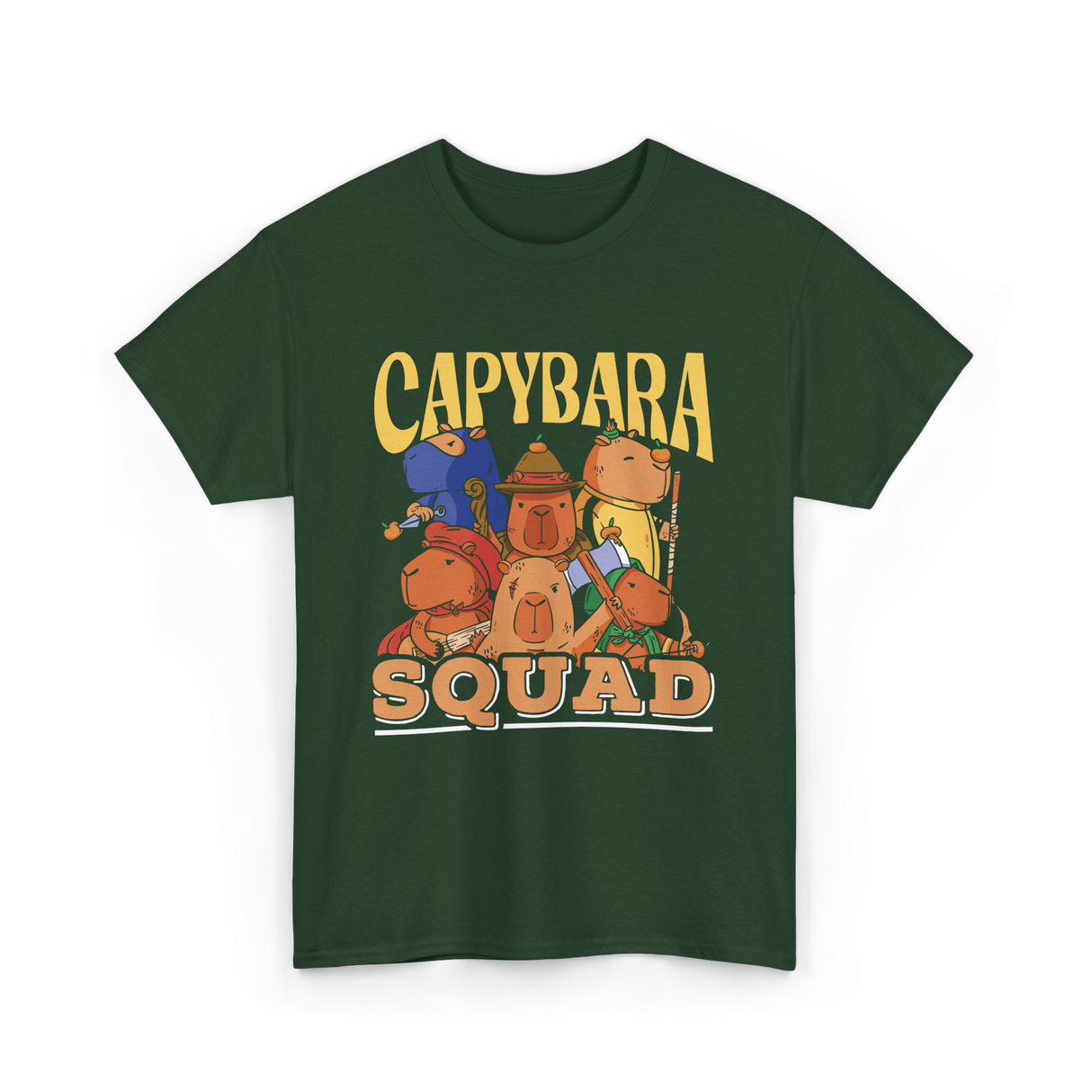 Capybara Squad Rodent Animals T-Shirt - Forest Green