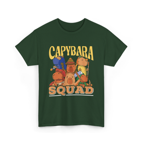 Capybara Squad Rodent Animals T-Shirt - Forest Green