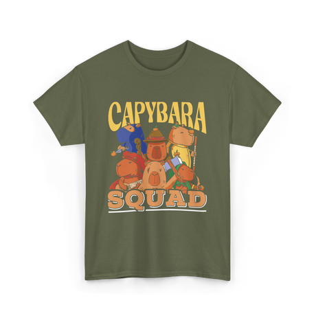 Capybara Squad Rodent Animals T-Shirt - Military Green