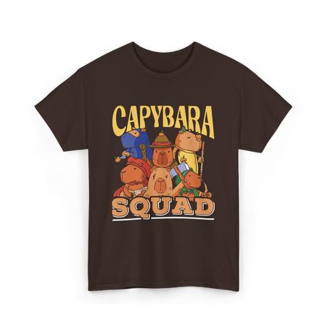 Capybara Squad Rodent Animals T-Shirt - Dark Chocolate