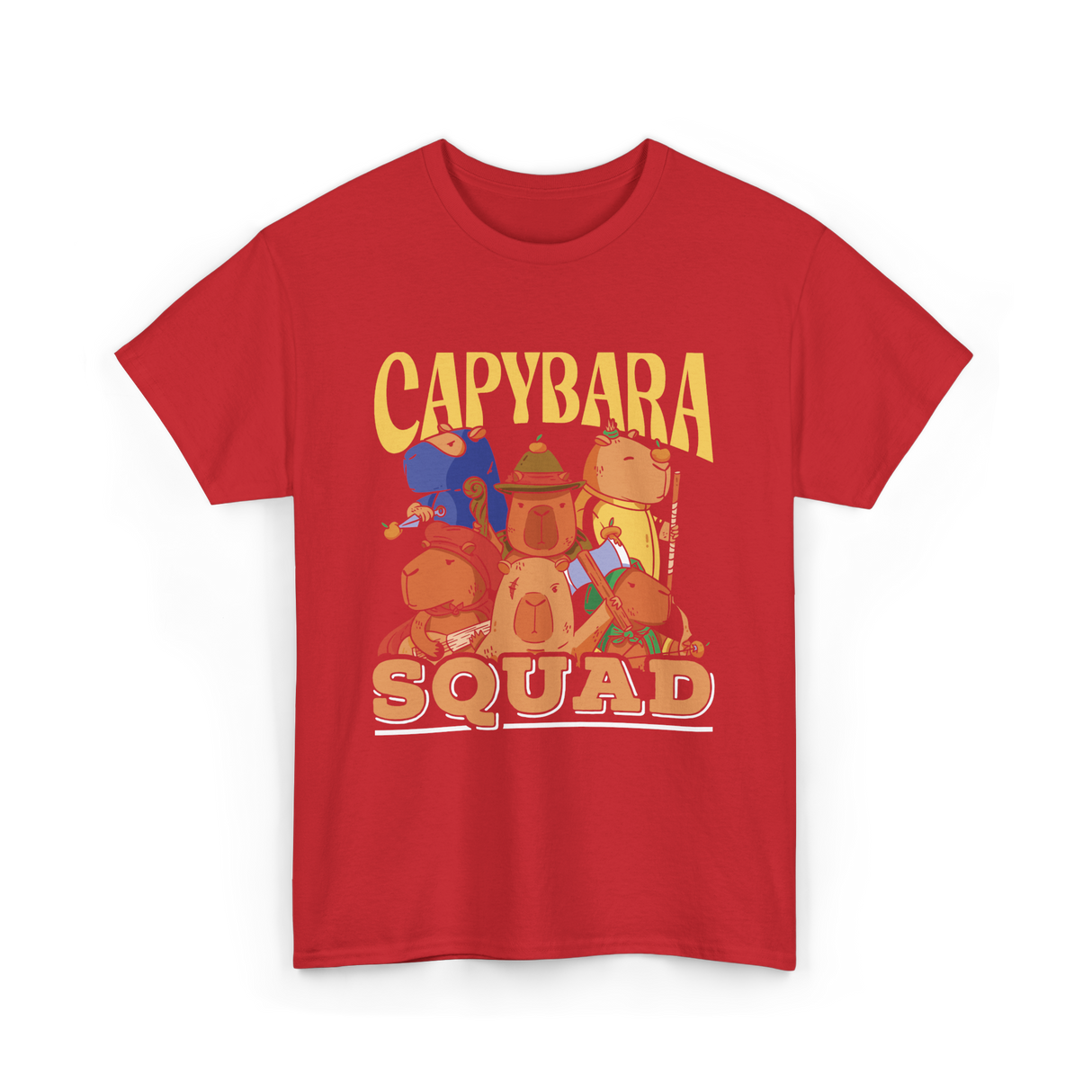 Capybara Squad Rodent Animals T-Shirt - Red