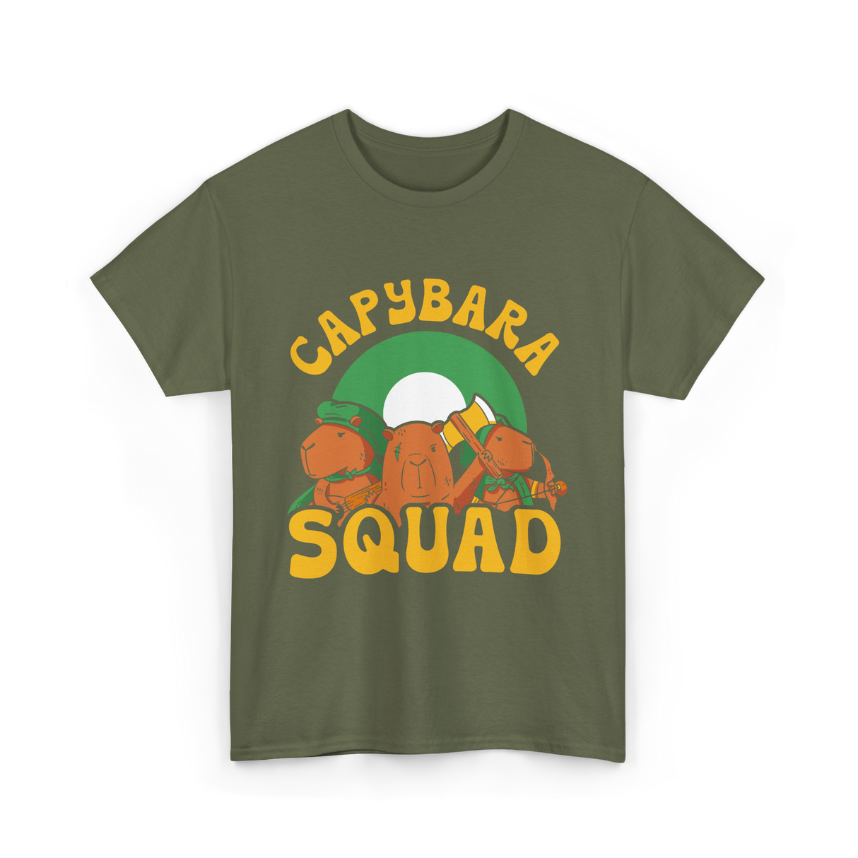 Capybara Squad Rodent Capybaras T-Shirt - Military Green