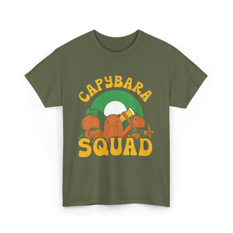 Capybara Squad Rodent Capybaras T-Shirt - Military Green