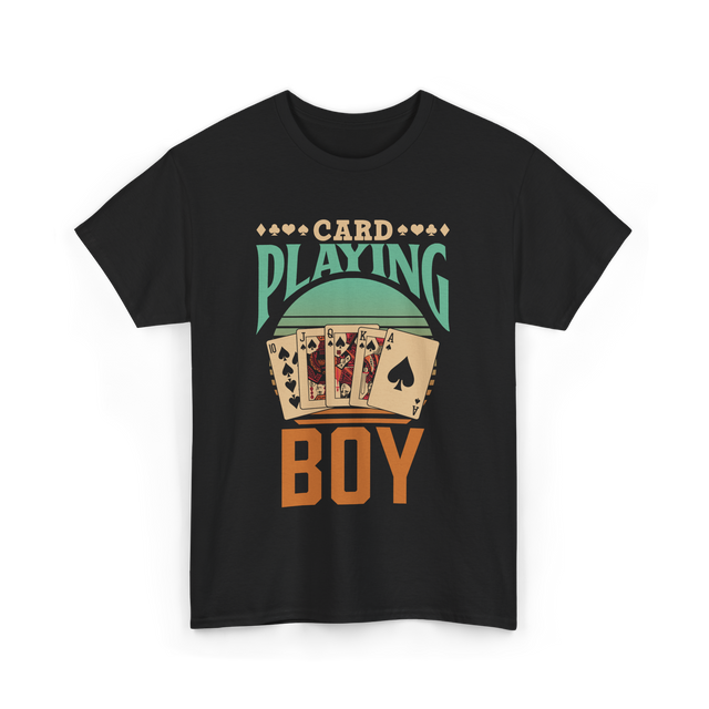 Card Playing Boy Cards T-Shirt - Black