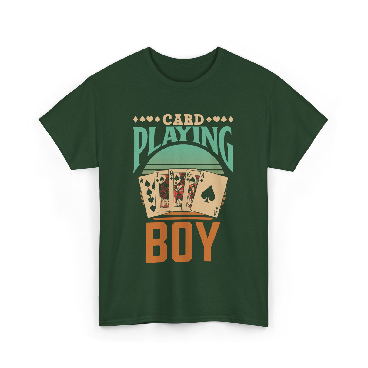 Card Playing Boy Cards T-Shirt - Forest Green