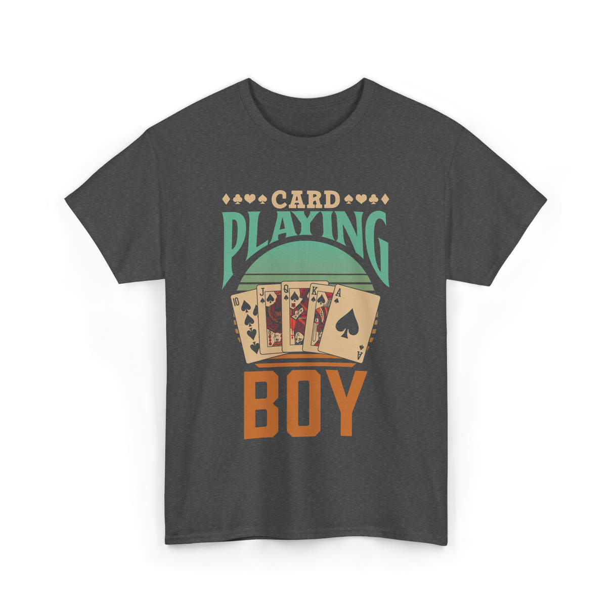 Card Playing Boy Cards T-Shirt - Dark Heather