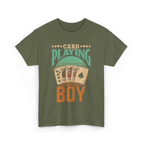 Card Playing Boy Cards T-Shirt - Military Green