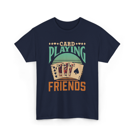 Card Playing Friends Cards T-Shirt - Navy