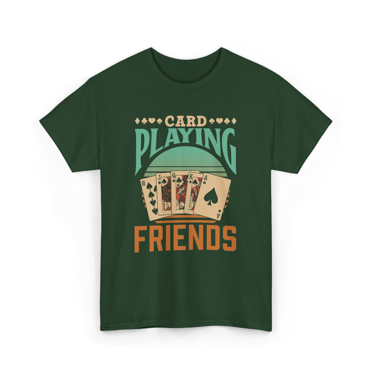 Card Playing Friends Cards T-Shirt - Forest Green