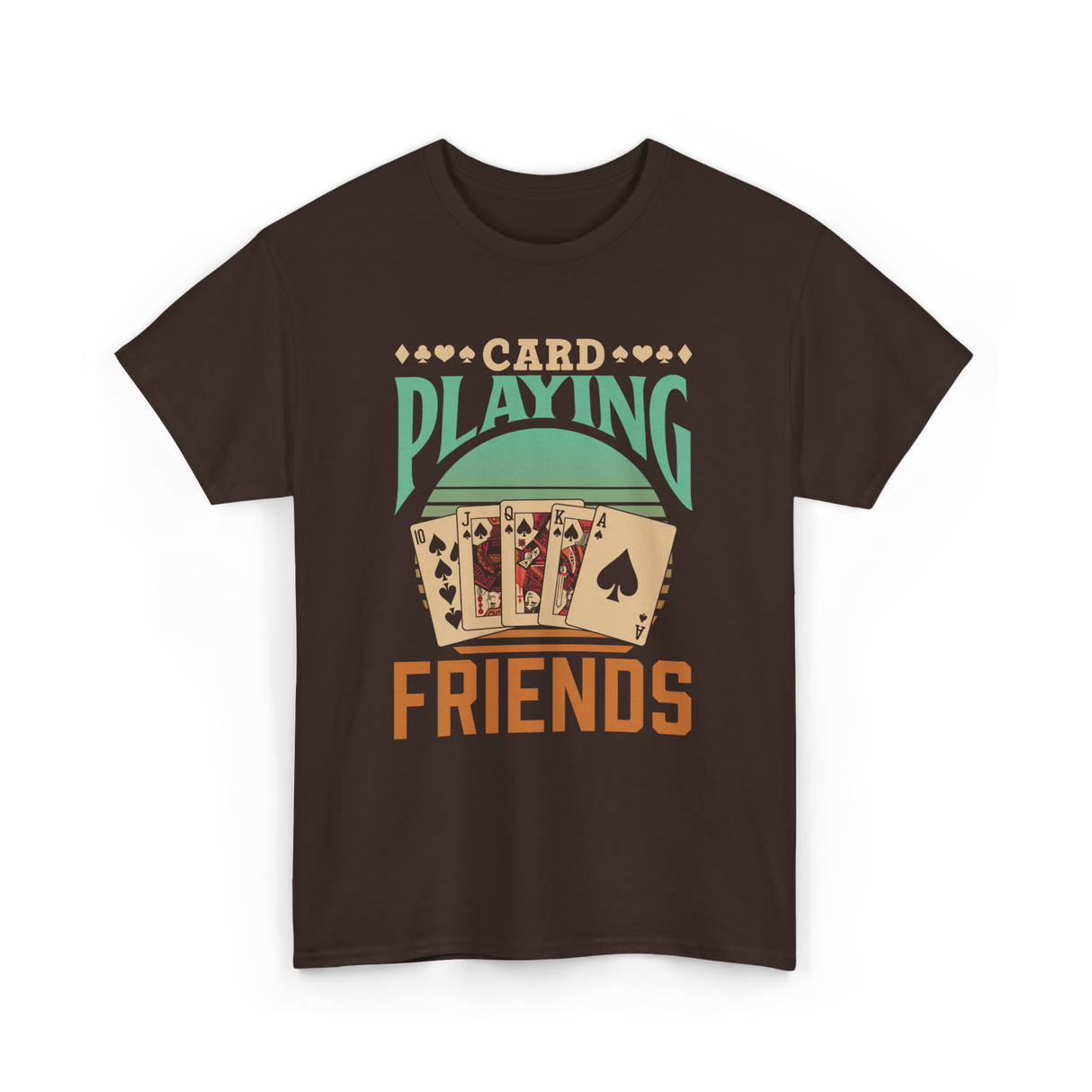 Card Playing Friends Cards T-Shirt - Dark Chocolate