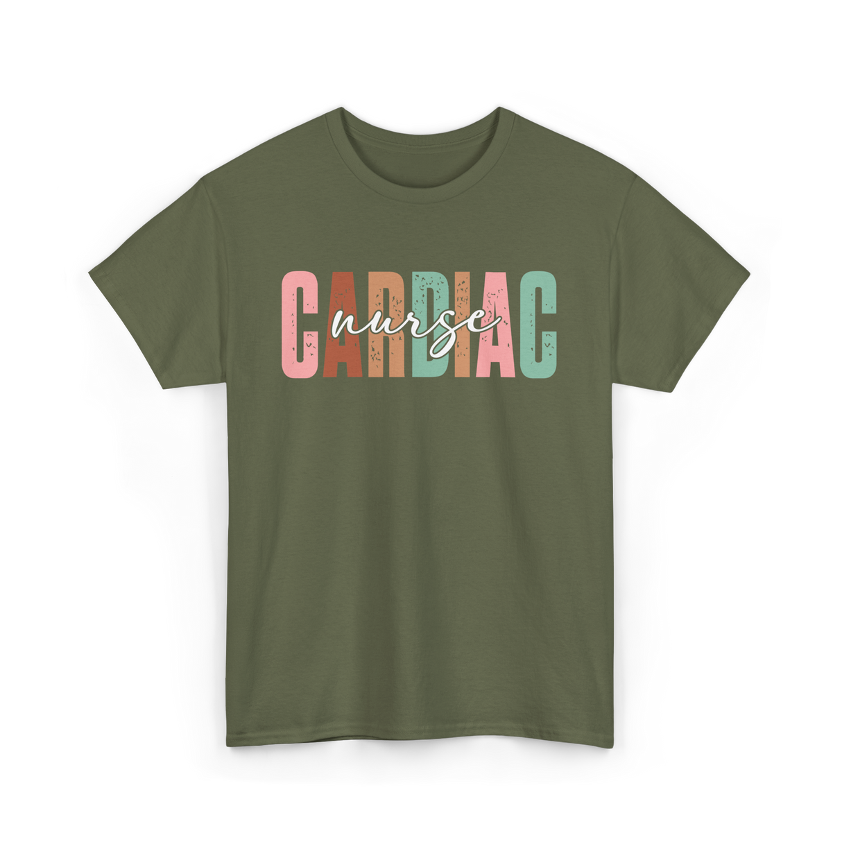 Cardiac Nurse Nursing Cardiology T-Shirt - Military Green