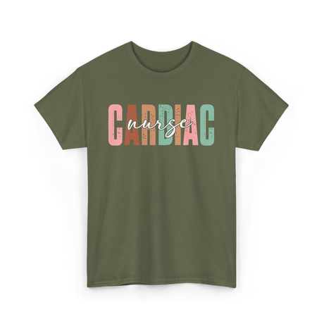 Cardiac Nurse Nursing Cardiology T-Shirt - Military Green