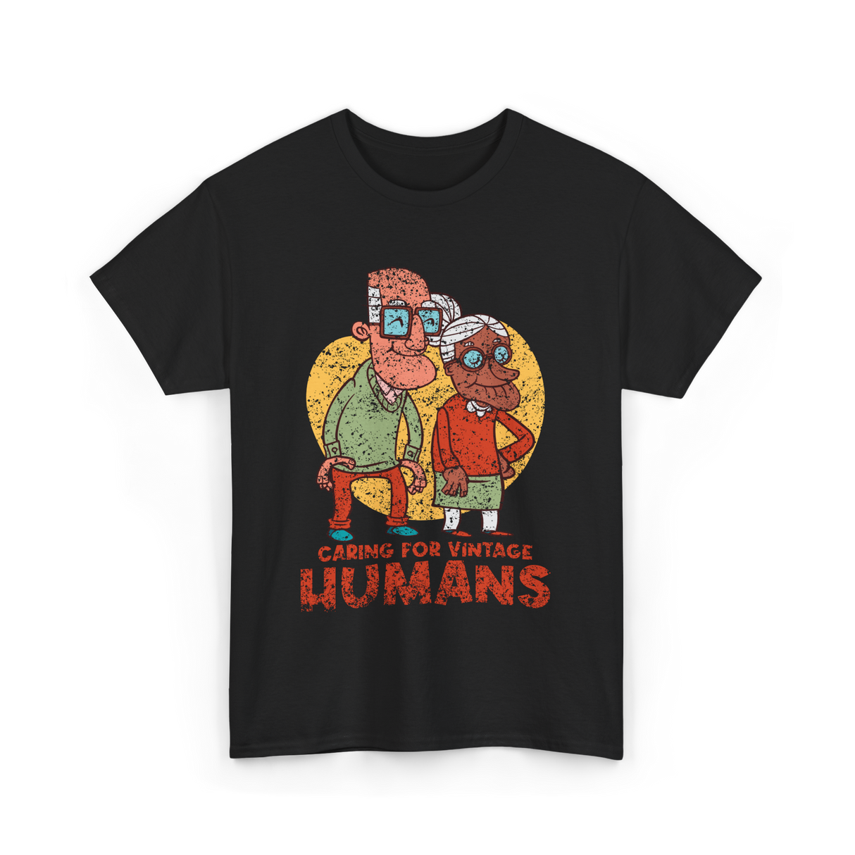 Caring For Vintage Humans Nursing T-Shirt - Black