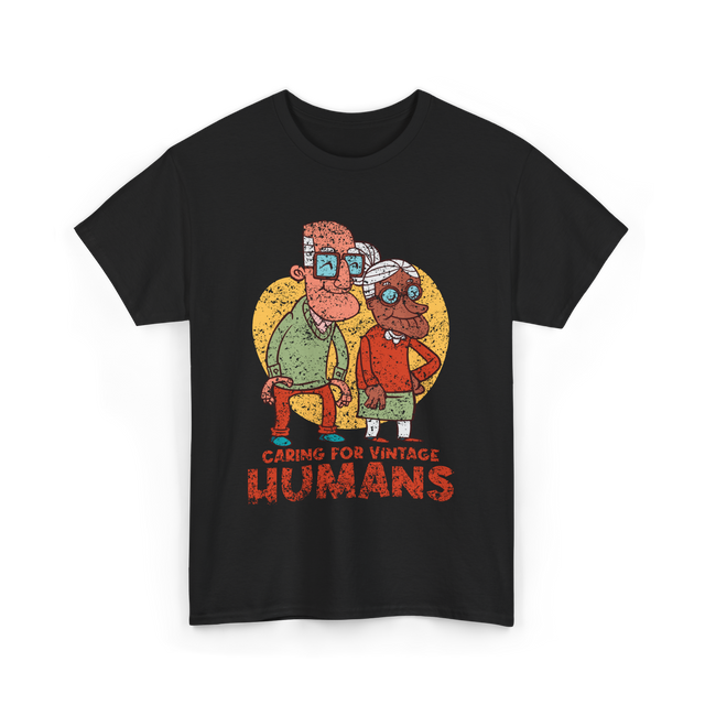 Caring For Vintage Humans Nursing T-Shirt - Black